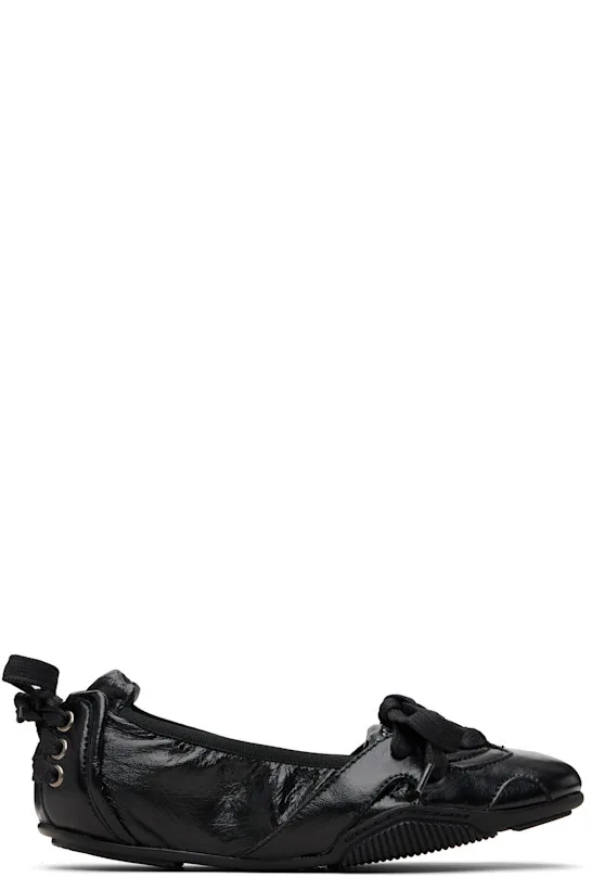Black Lace-Up Leather Sneakers