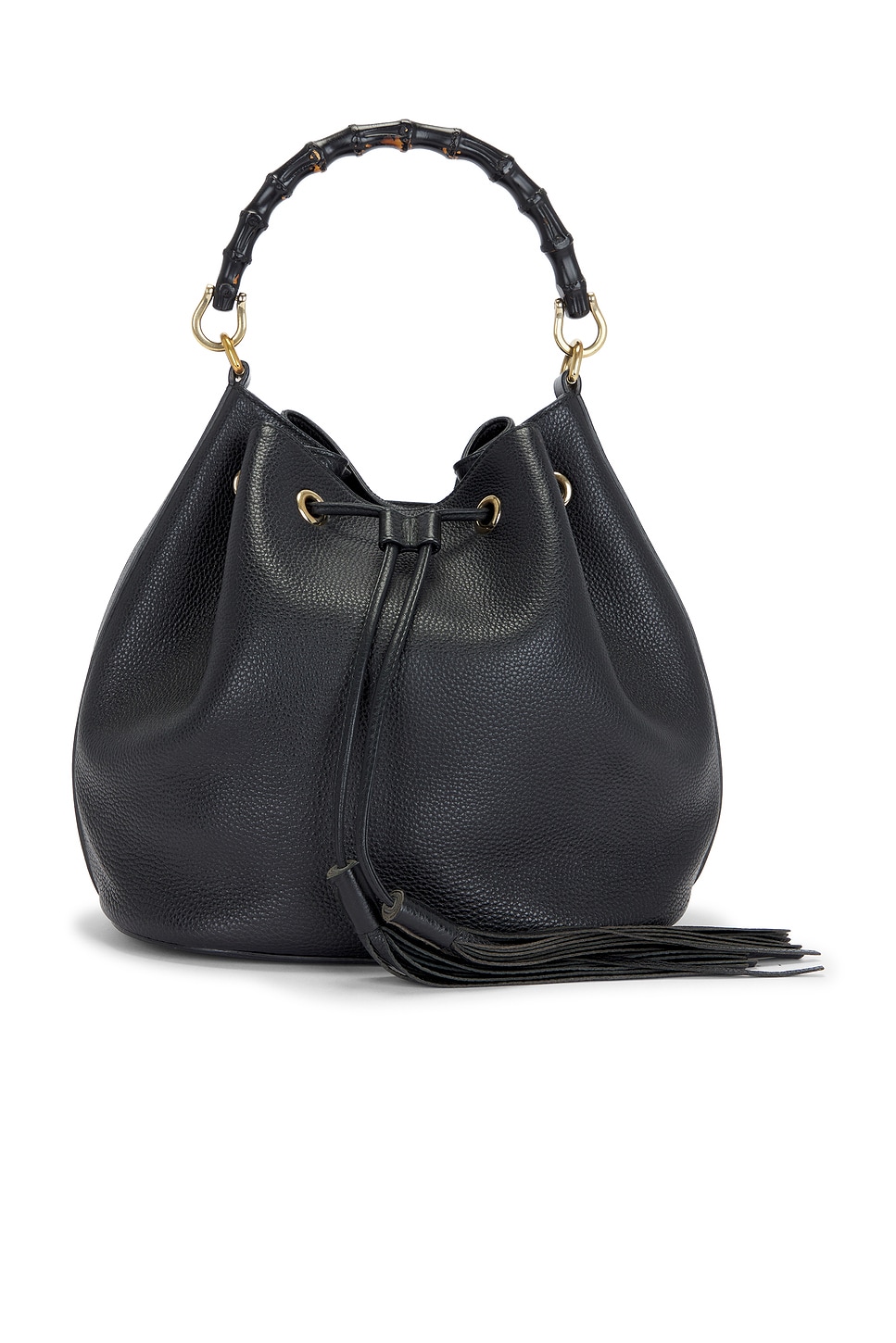 FWRD Renew Gucci Miss Bamboo Bucket Bag in Black