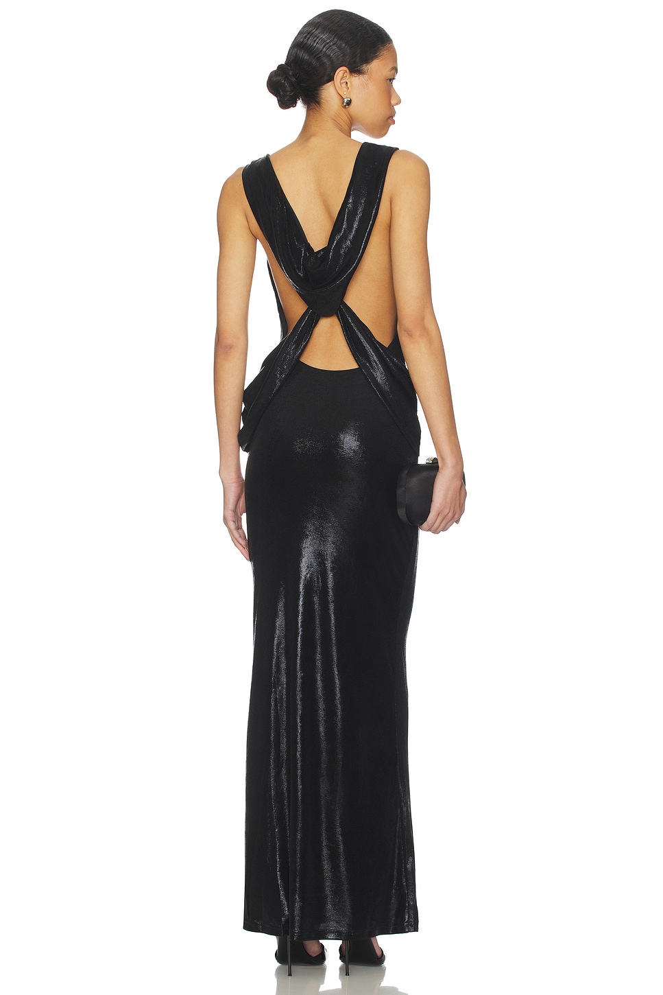 superdown Stacy Maxi Dress in Metallic Black
