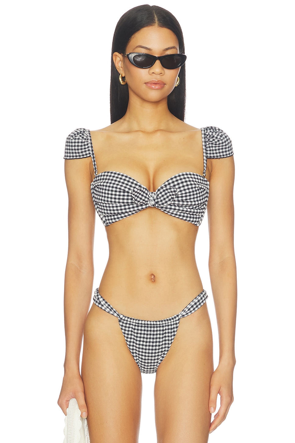 Montce Cabana Bikini Top in Black & White Gingham