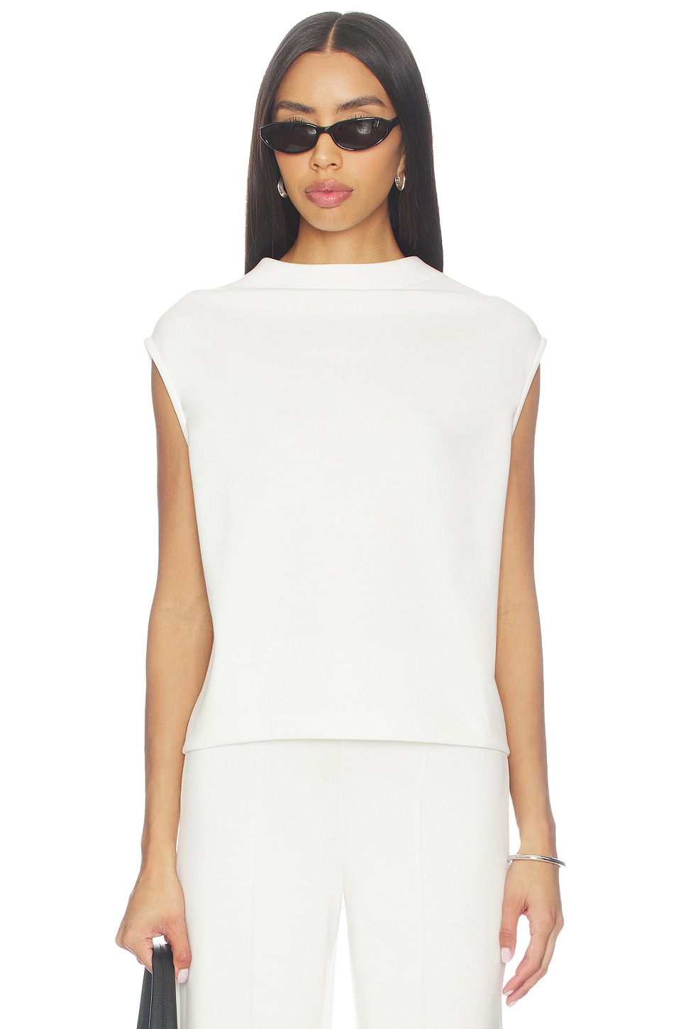 Ripley Rader Scuba Cowl Neck Top in Off-white