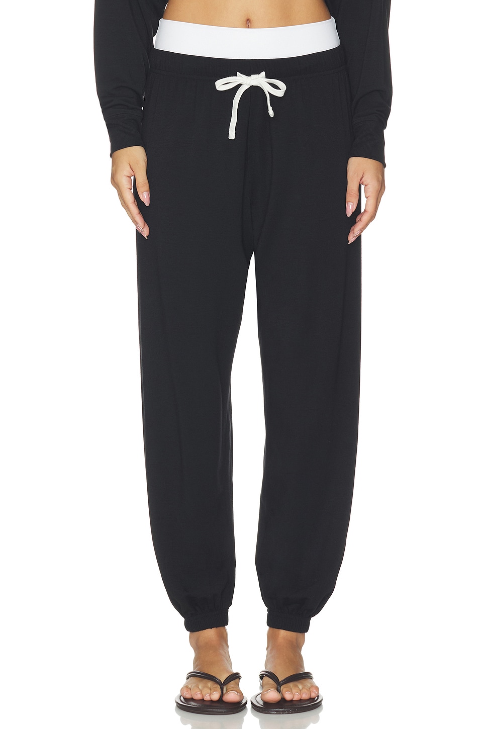 Splits59 Andie Dual Waist Sweatpant in Black & White