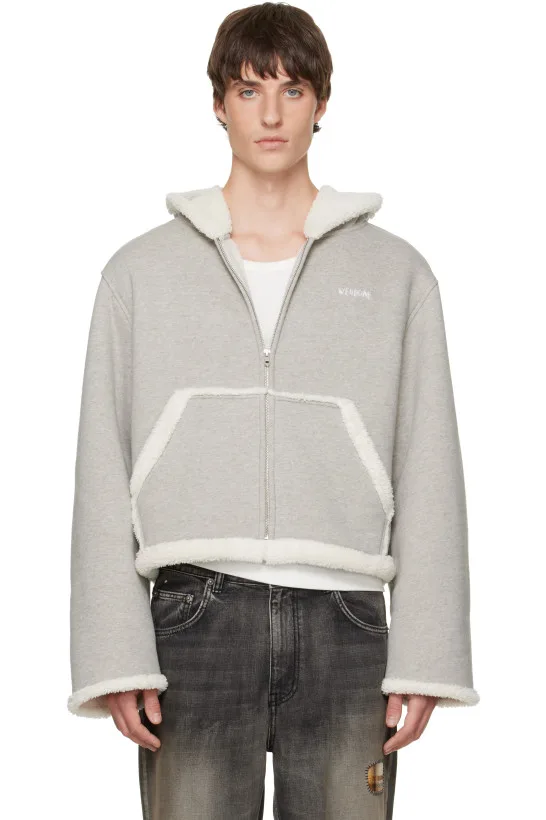 Gray Sherpa Fleece Hoodie