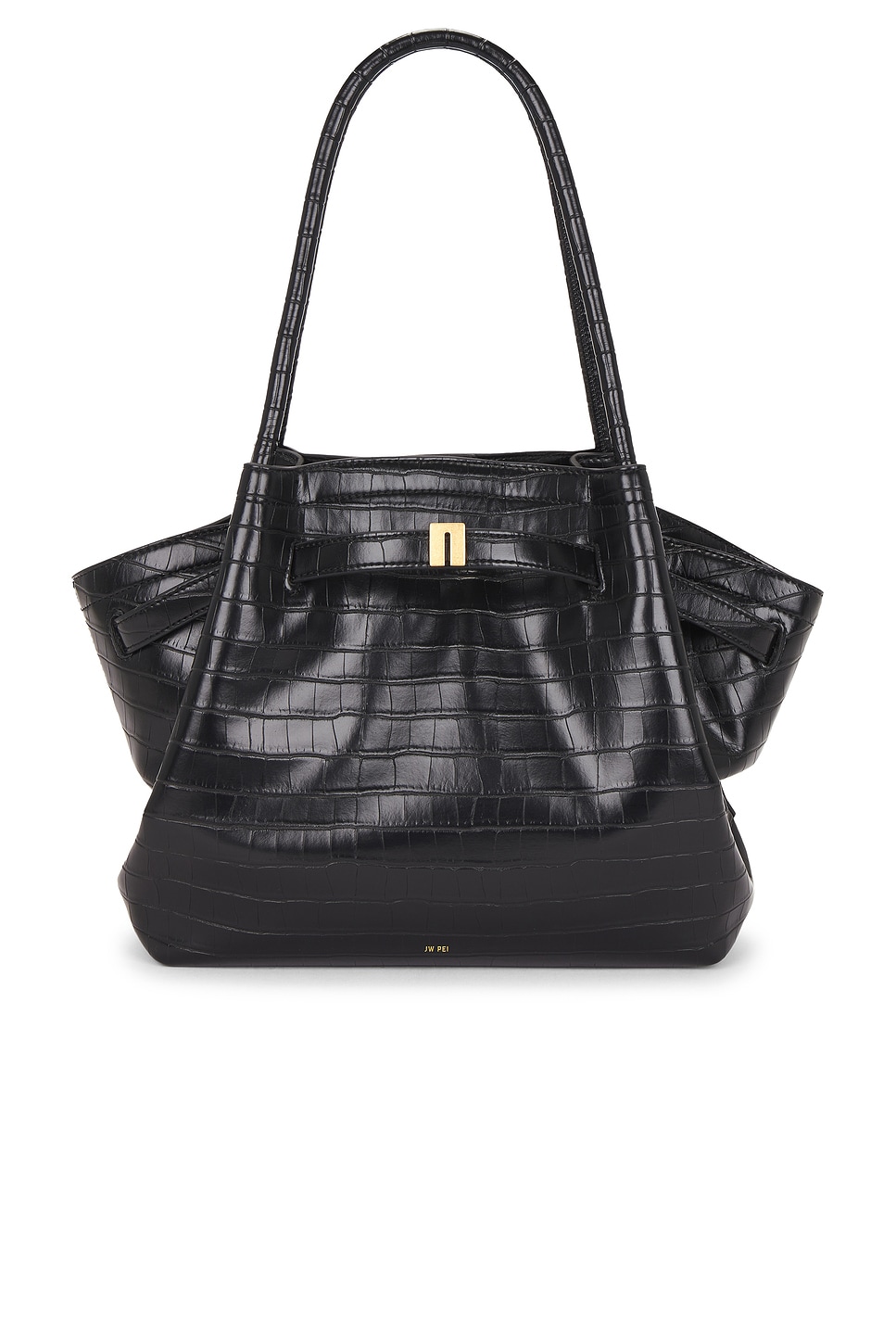JW PEI Hana Medium Tote Bag in Black Croc