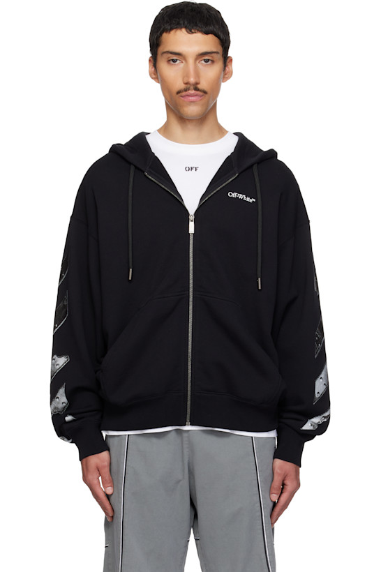 Black Metal Arrow Skate Zip Hoodie