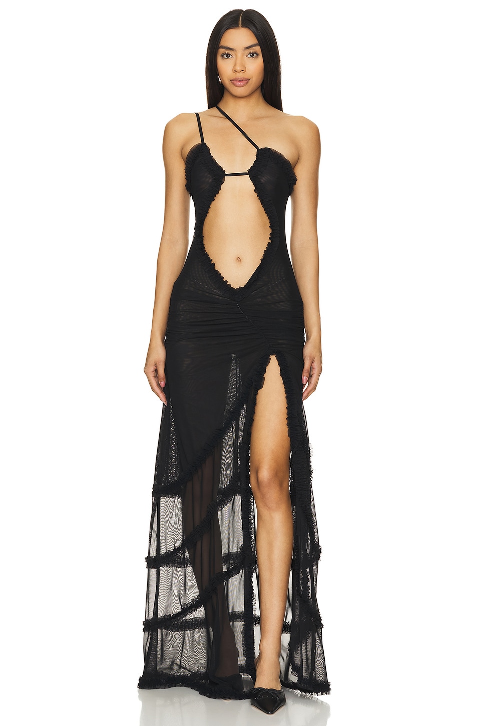 Jaded London Black Maxi Fatale Dress in Black