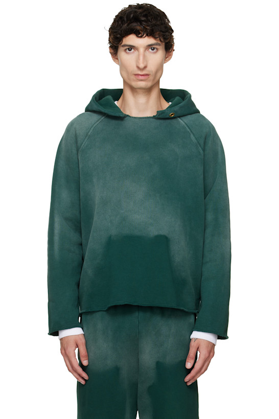 Green Heavyweight Raw Raglan Hoodie