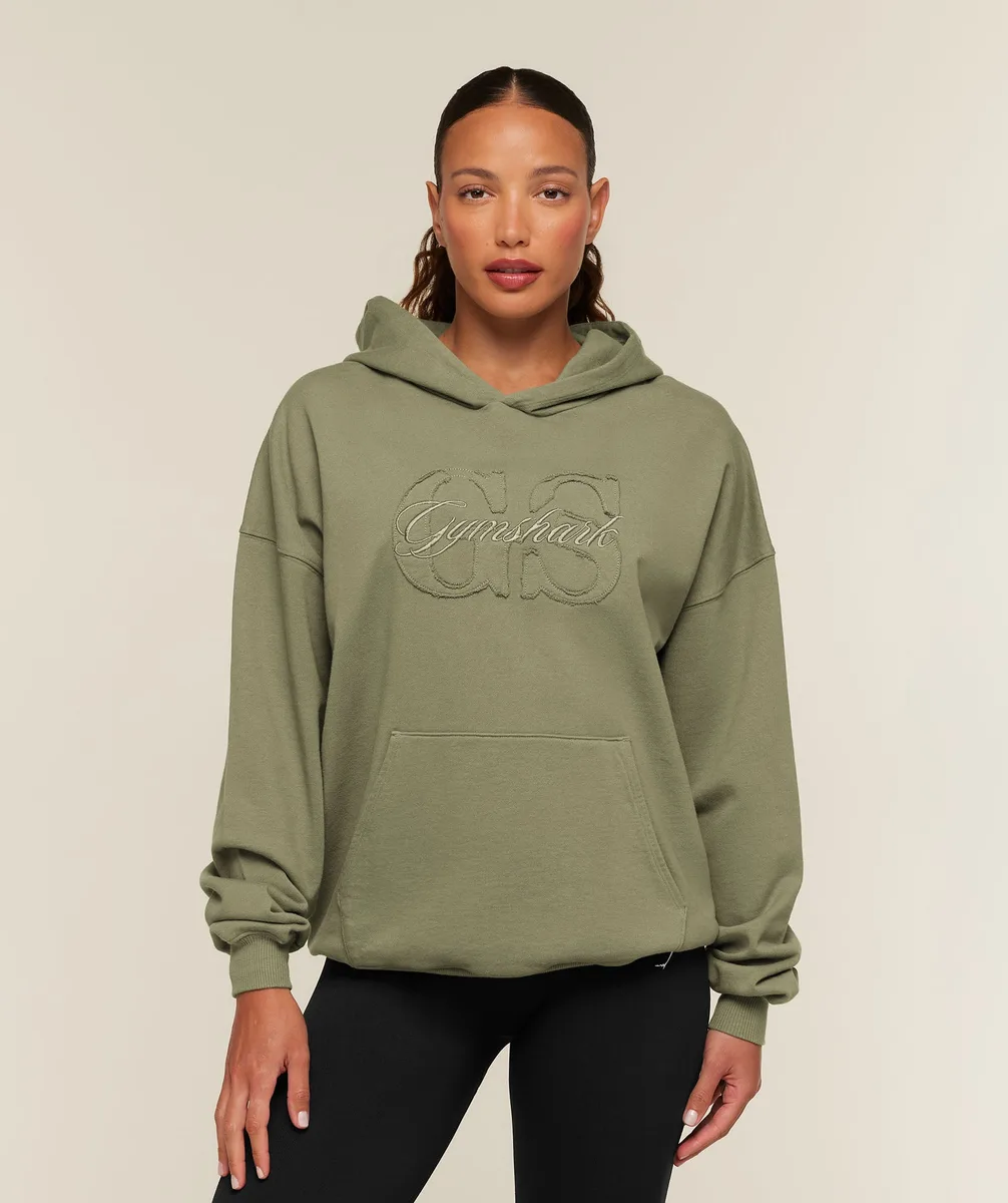 Gymshark Appliqué Hoodie - Grounded Green/Wash
