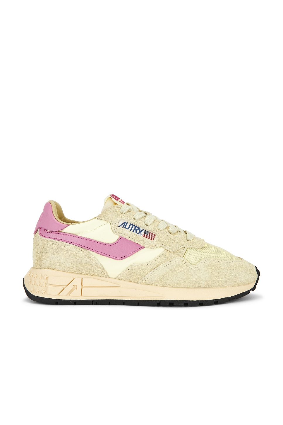 Autry Reelwind Low Sneaker in Straw & Chateu Rose