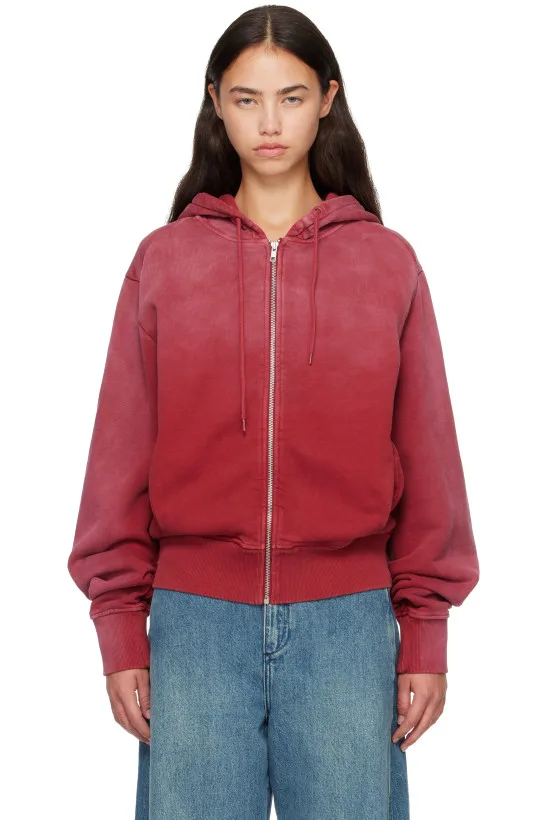 Red Slim Zip Up Hoodie