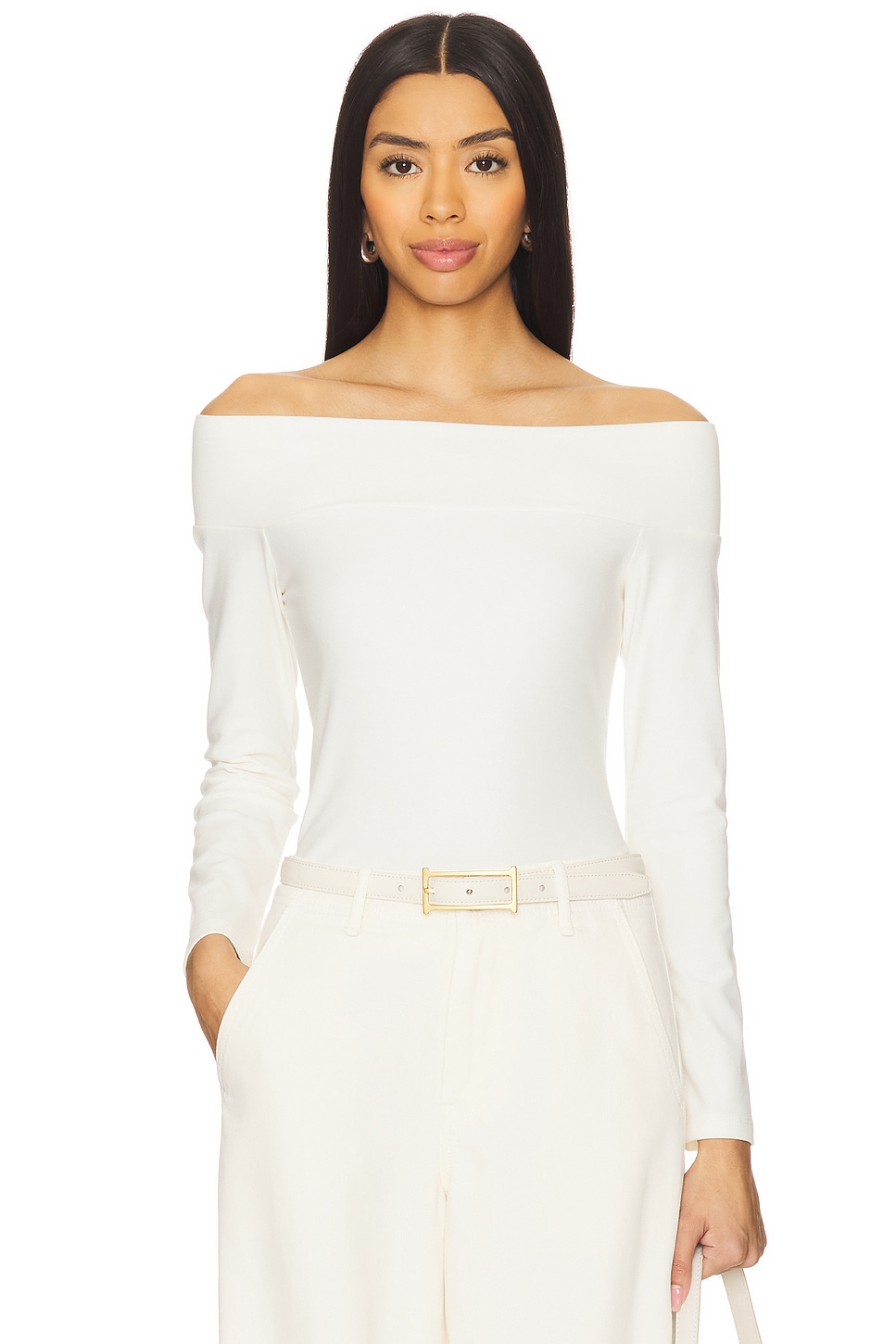 Enza Costa Off Shoulder Top in Off White