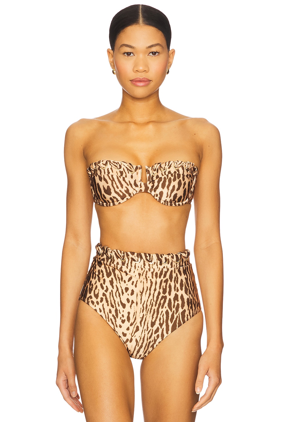Zimmermann Cascadian Balconette Top in Tan Leopard