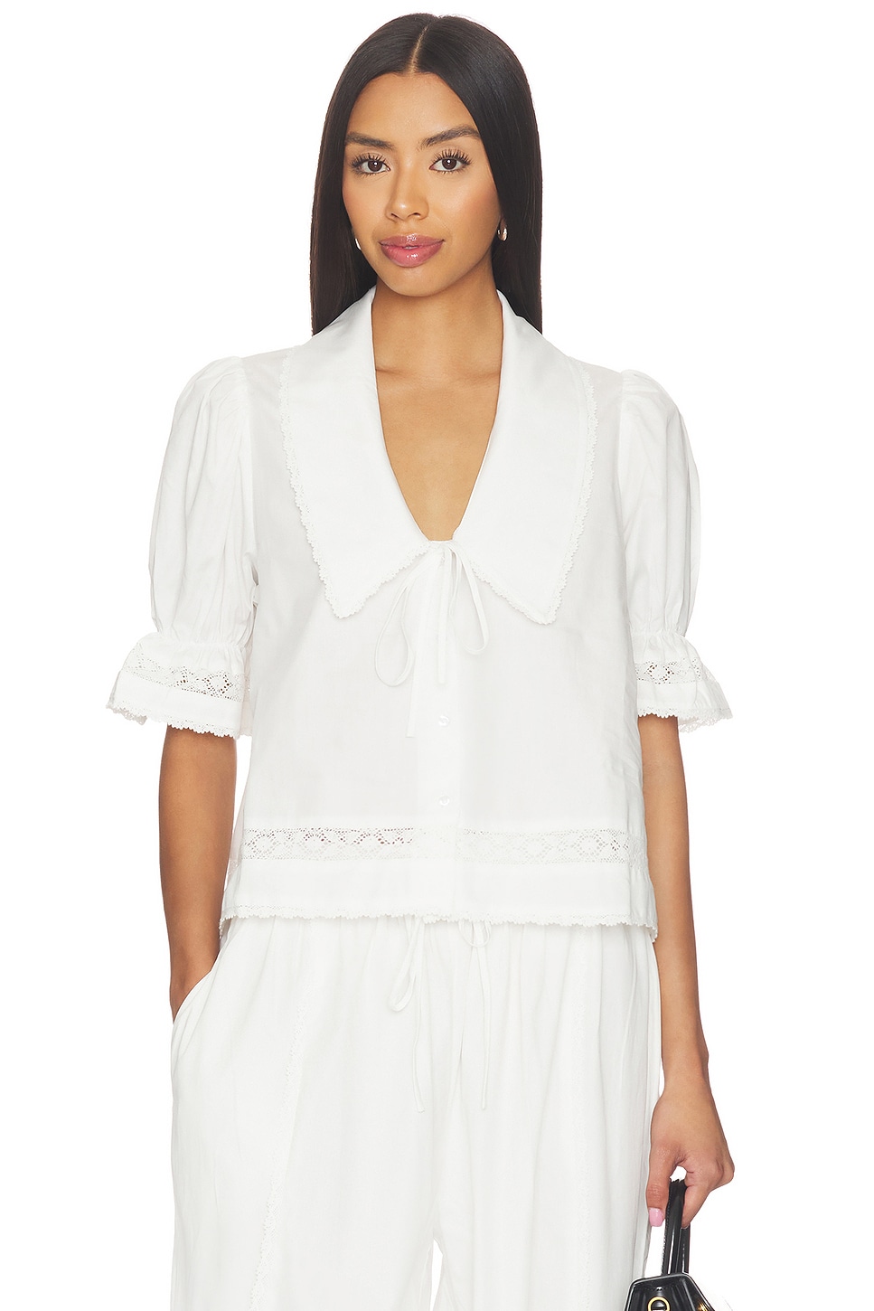 ROAME. Maisie Tie Shirt in White