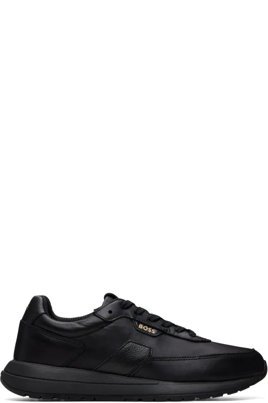 Black Brushed Leather Sneakers
