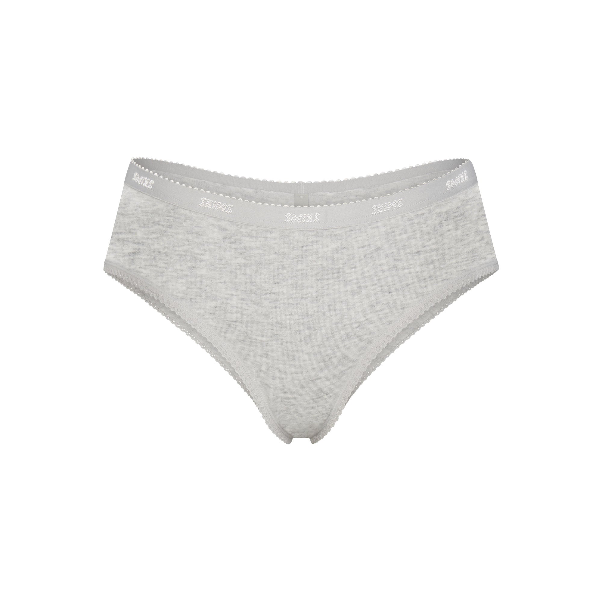 LIGHTWEIGHT COTTON LOGO PICOT HIPSTER | LIGHT HEATHER GREY