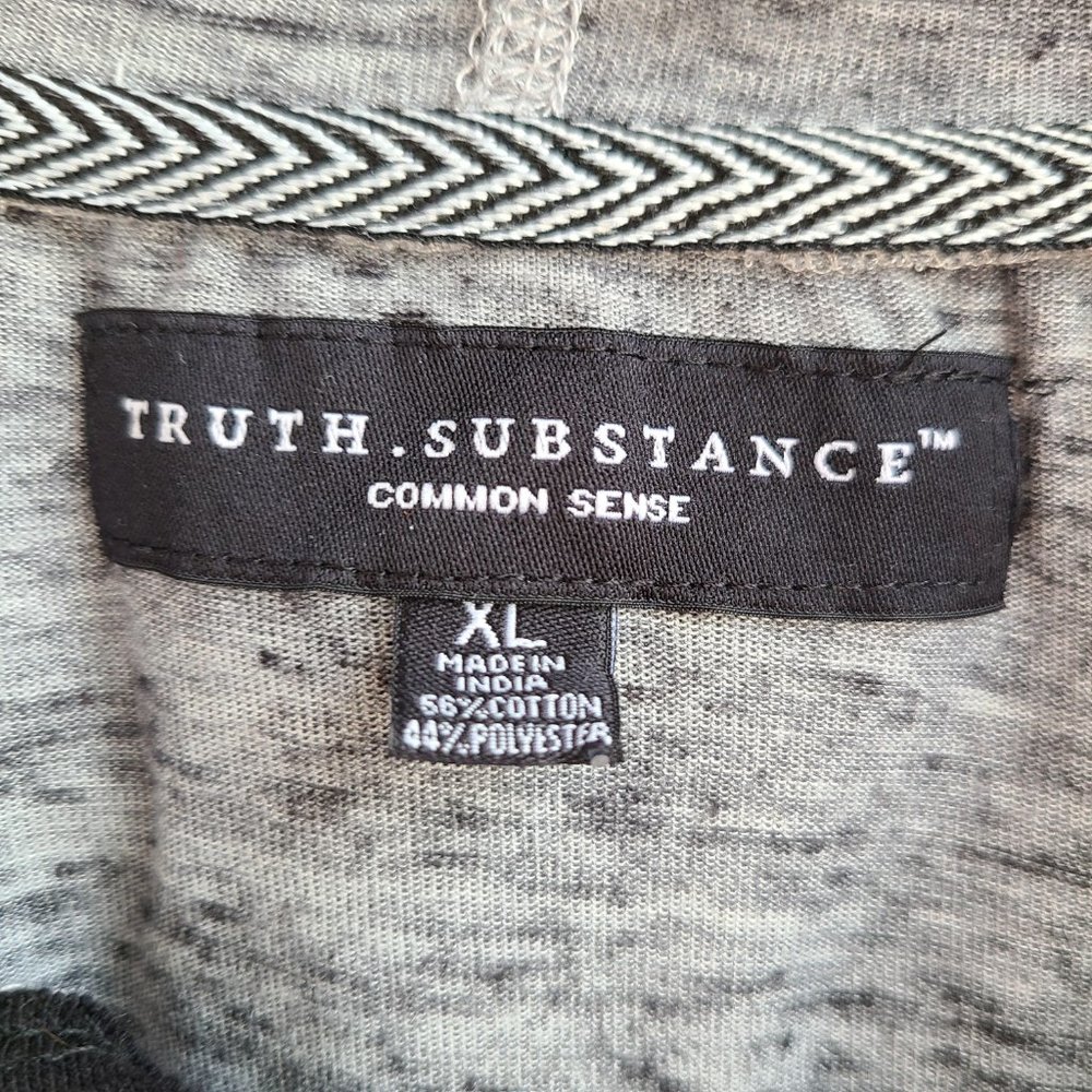 Truth Substance Men's Size XL Hoodie T-shirt Long Sleeves Gray White - Image 3