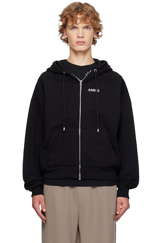 Black Relaxed Zip-Up Hoodie