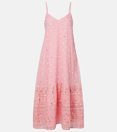 Embellished cotton midi dress
