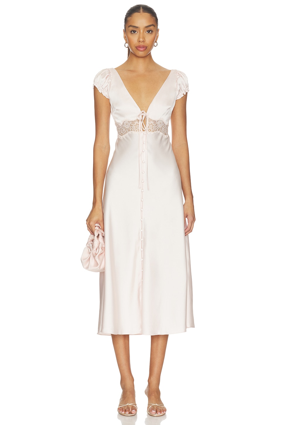 Tularosa Sophia Midi Dress in Light Pink