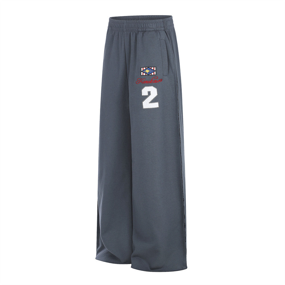 Wide-Leg Sweatpants with Embroidered Number Graphic - Image 6