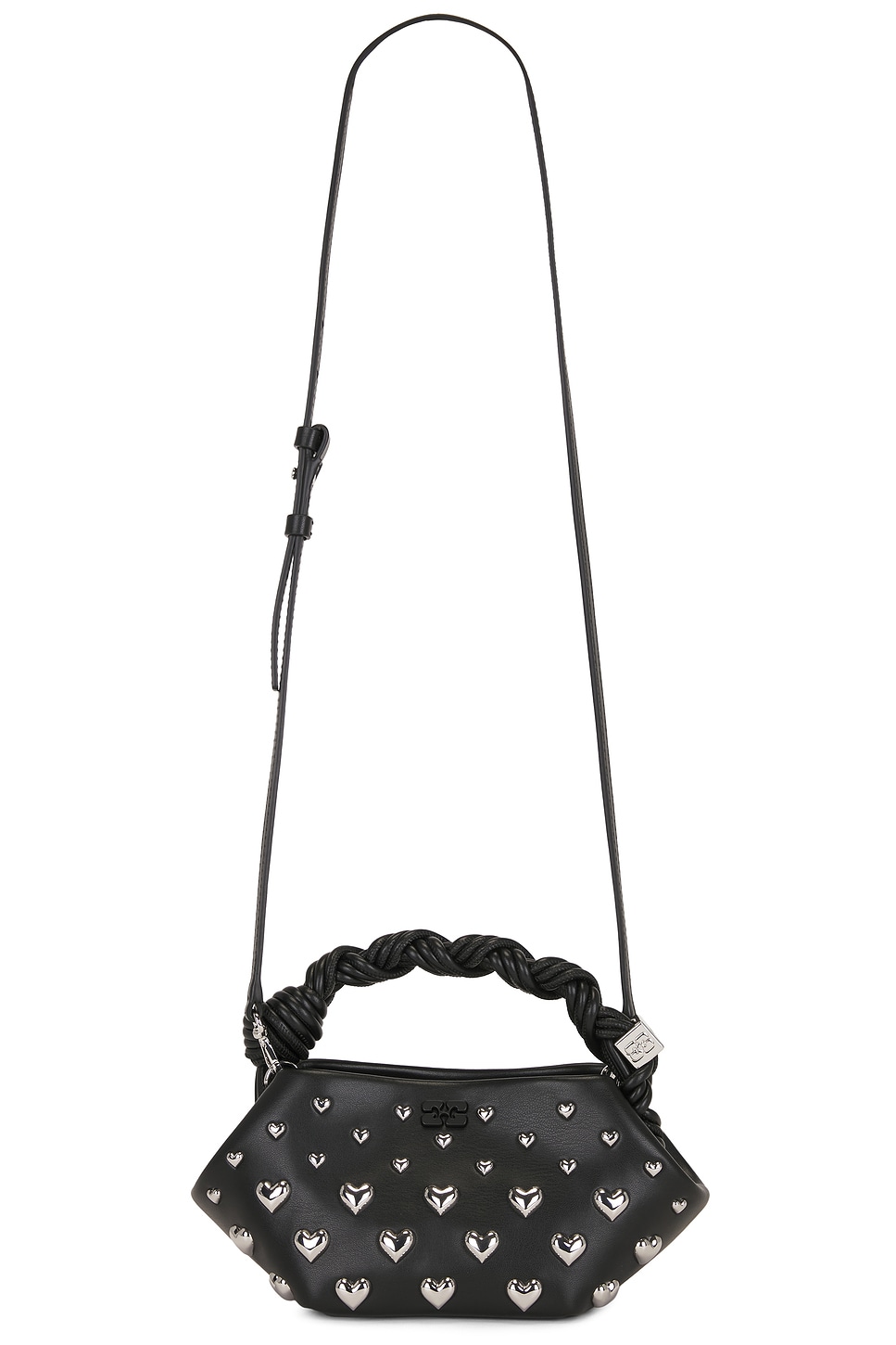 Ganni Bou Mini Hearts Bag in Black
