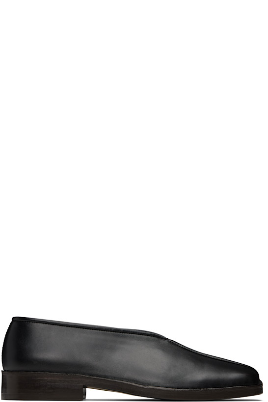 Black Flat Piped Slippers