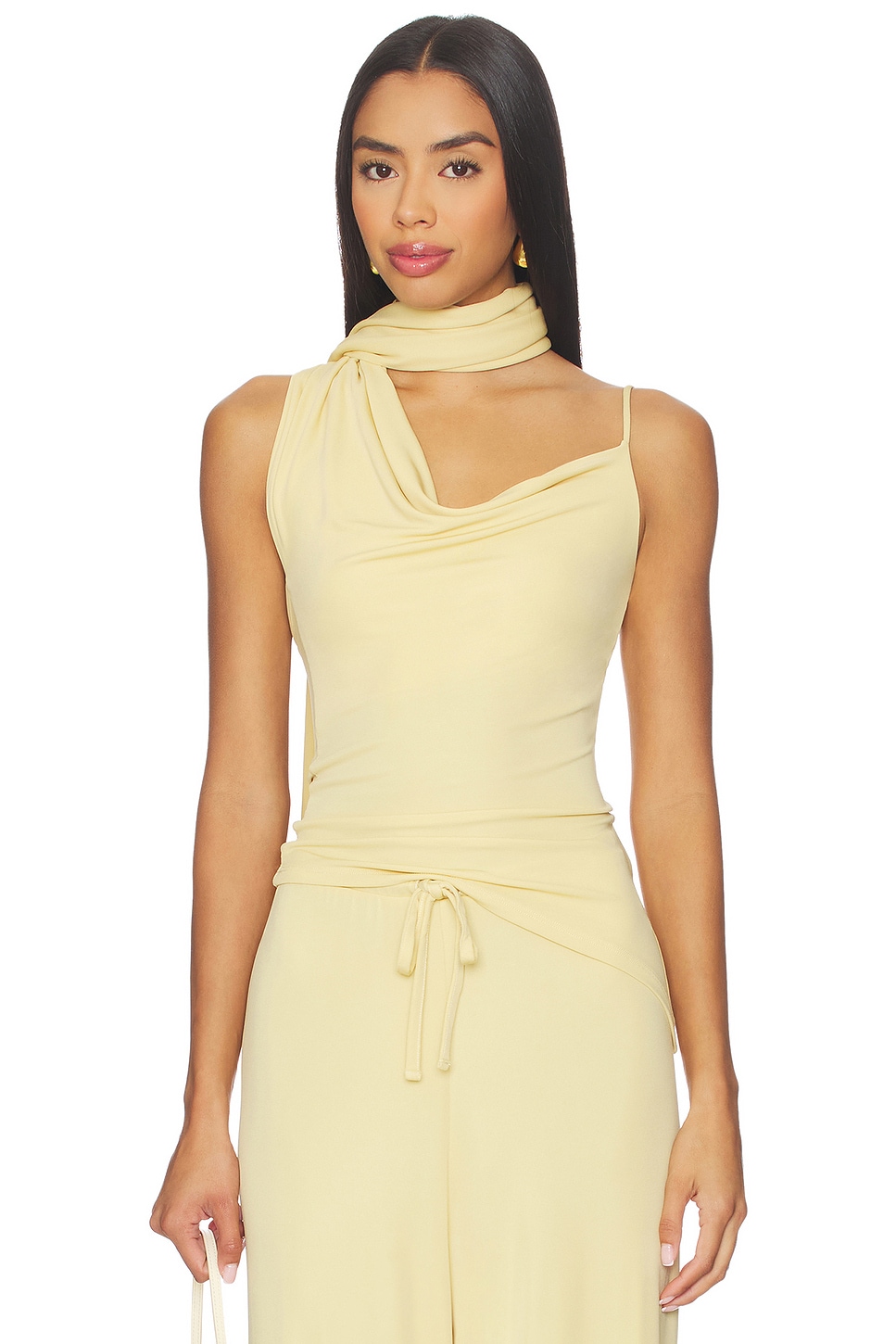 Aya Muse Asymmetrical Scarf Tank Top in Buttercream