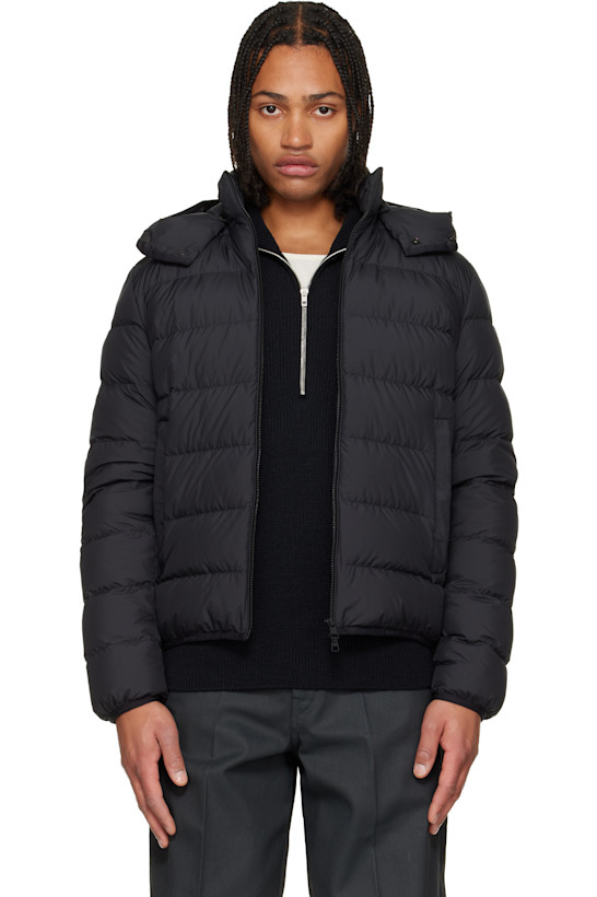 Black Montbrocq Hooded Short Down Jacket