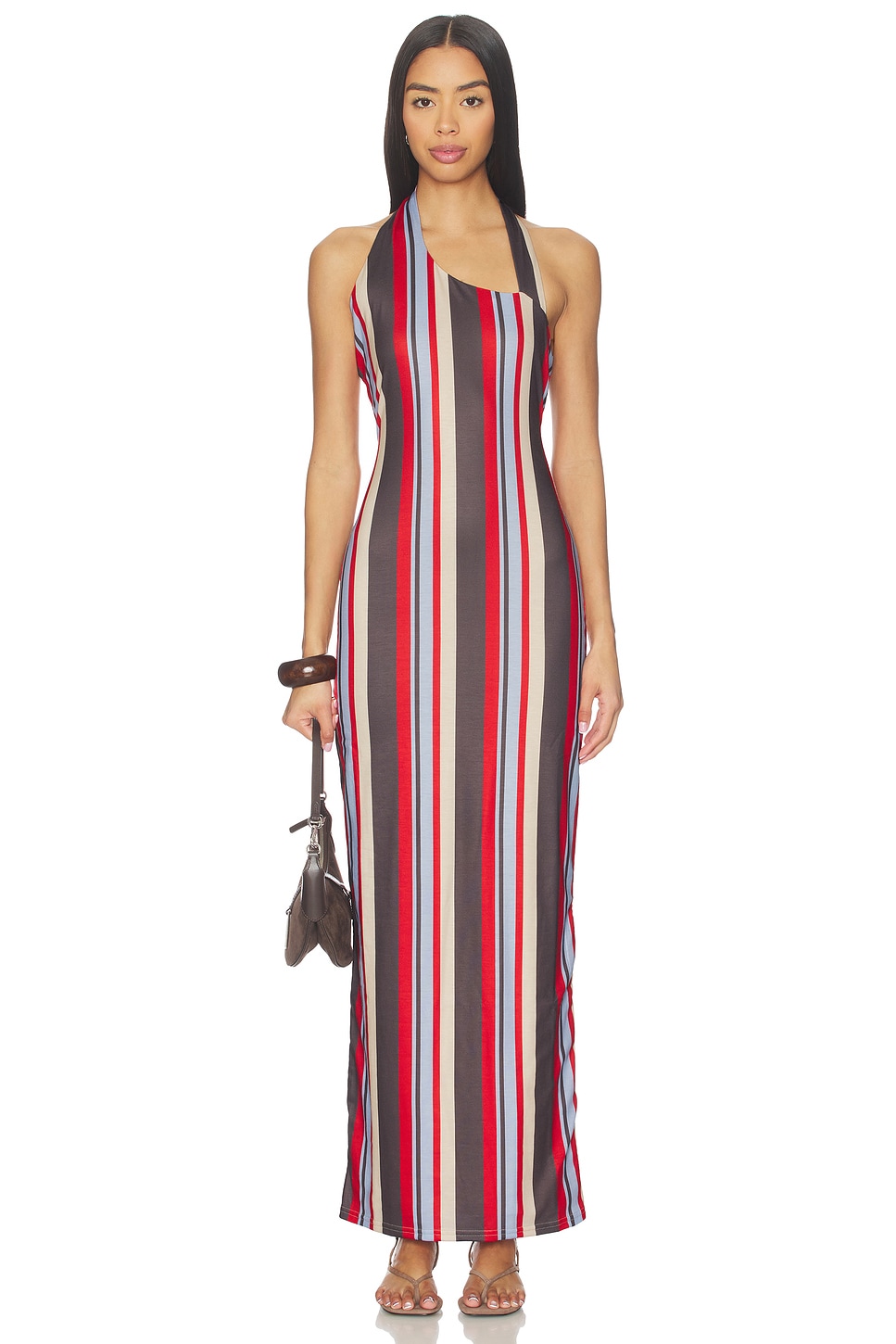 SNDYS Sherri Asymmetrical Maxi Dress in Multi Stripe