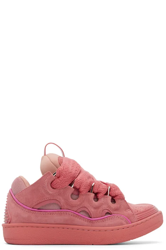Pink Monochrome Suede Curb Sneakers