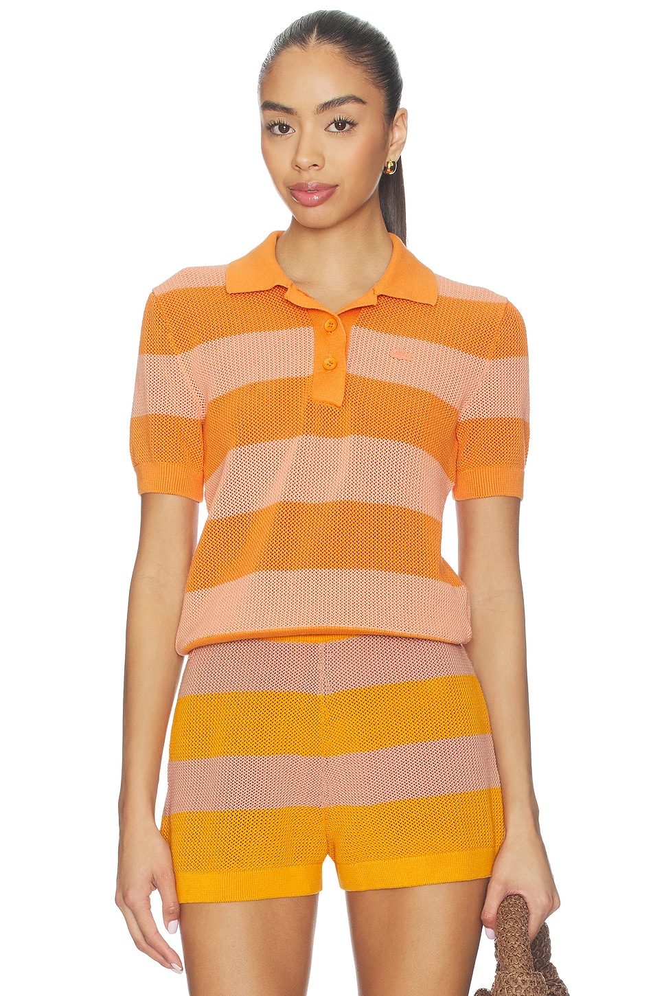 Lacoste Resille Raye Top in Blossom & Miami