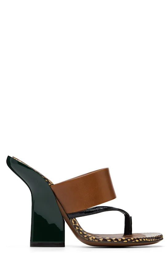 Brown Leather Heeled Sandals