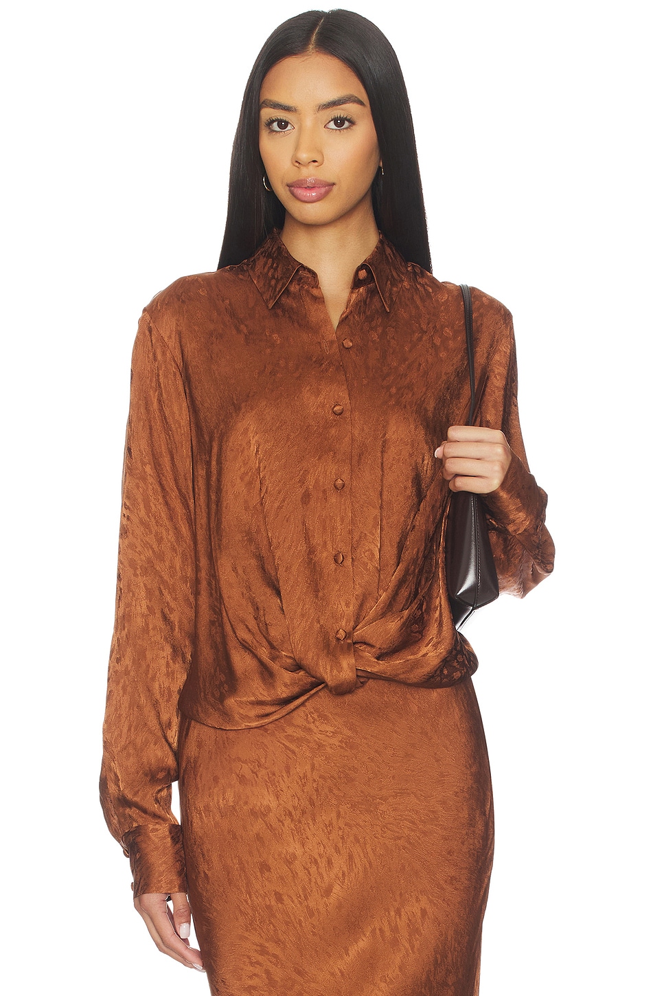 Prabal Gurung Fron Button Down Blouse in Toffee