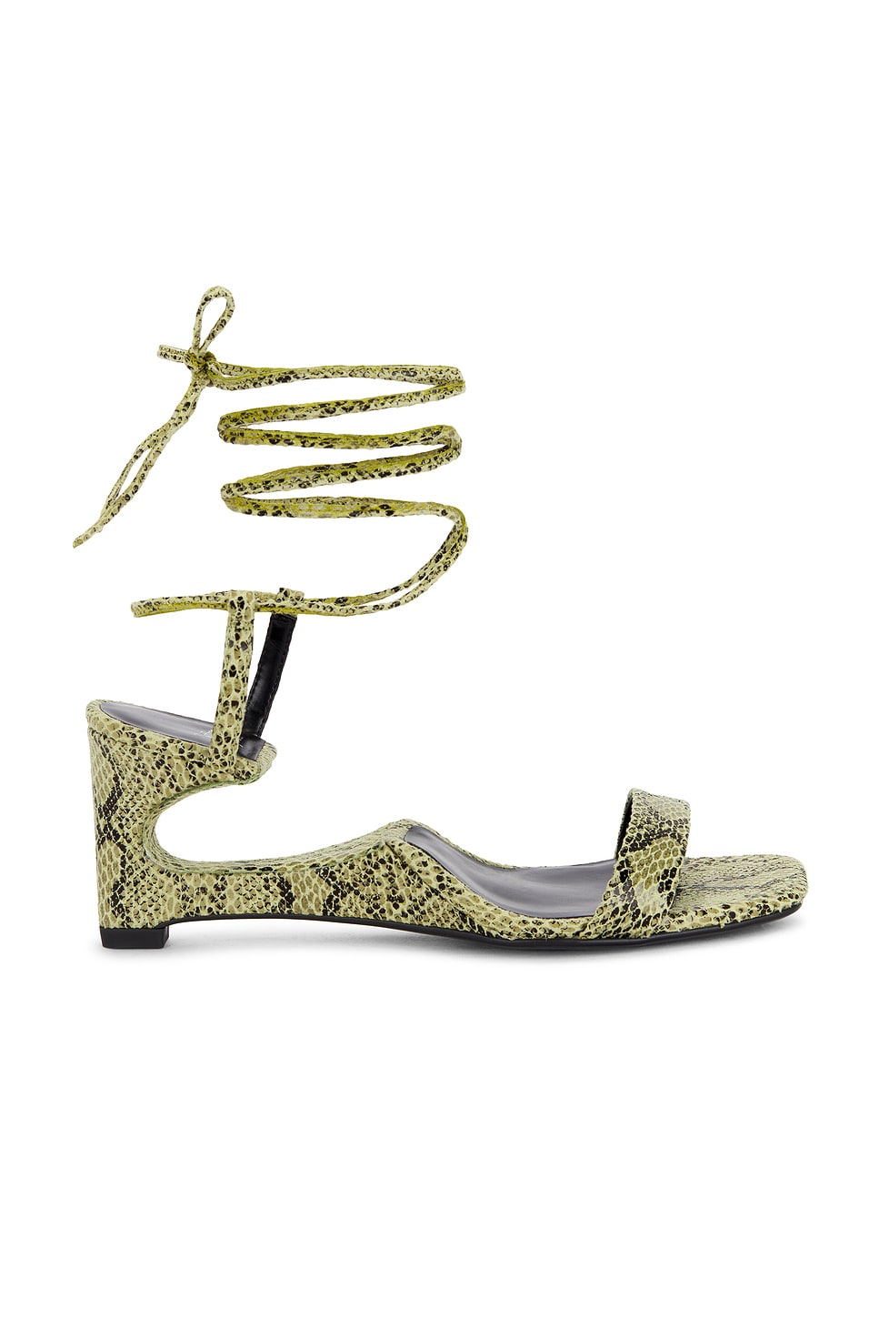 Jeffrey Campbell Reversed Sandal in Green Snake