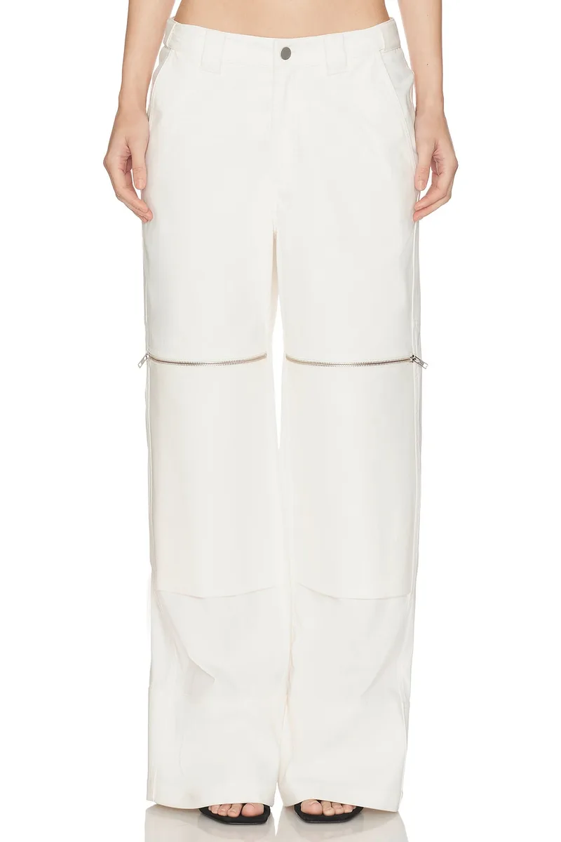 HAELO Flex Waist Zip Cargo Pant in Ivory