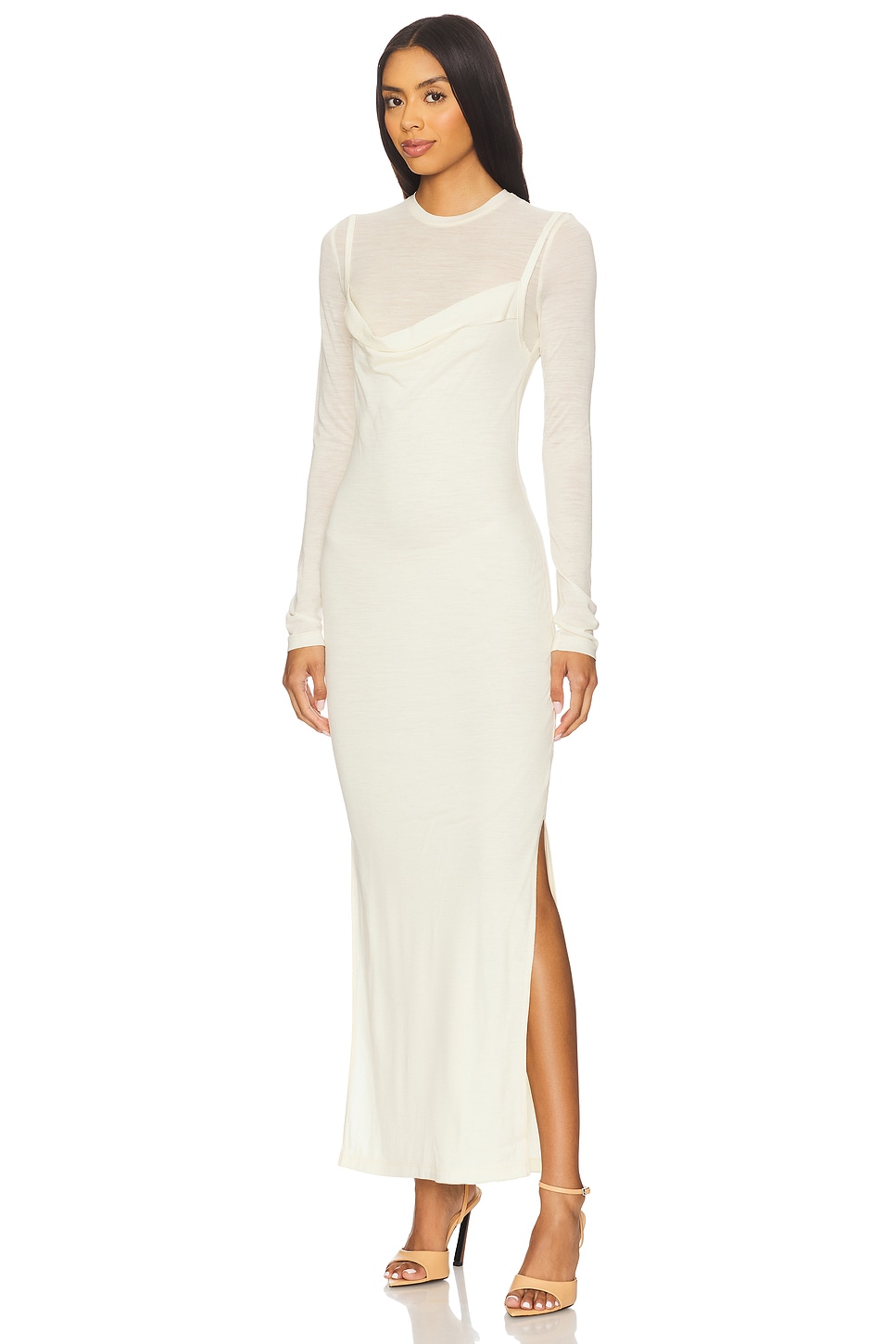 Nanushka Linora Dress in Creme