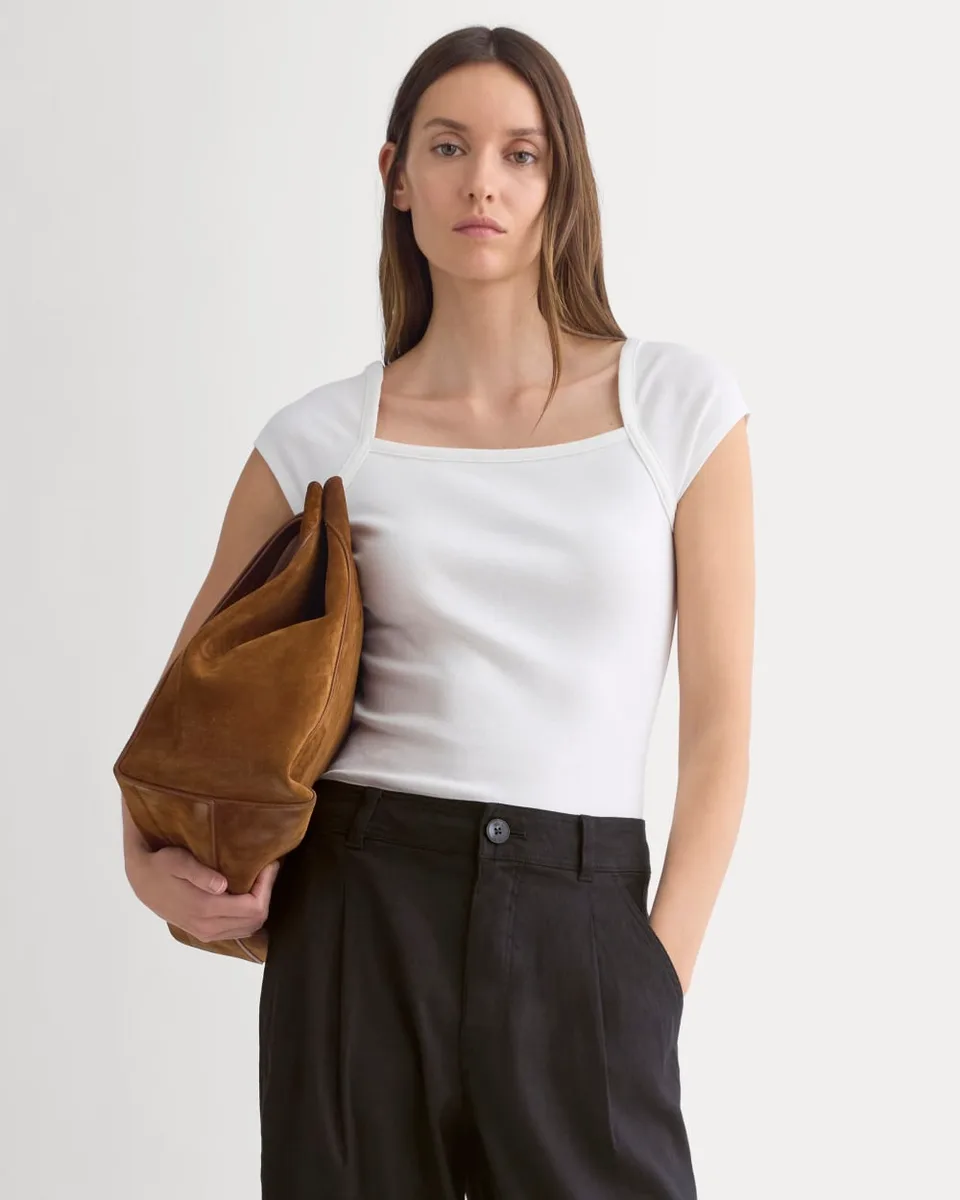 RetroSoft Cotton Square-Neck Tee | Bone