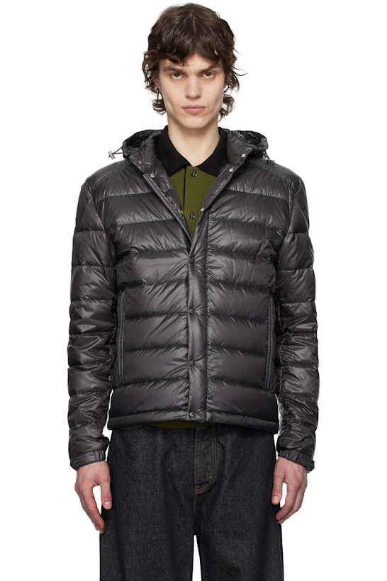 Gray Gliere Hooded Short Down Jacket