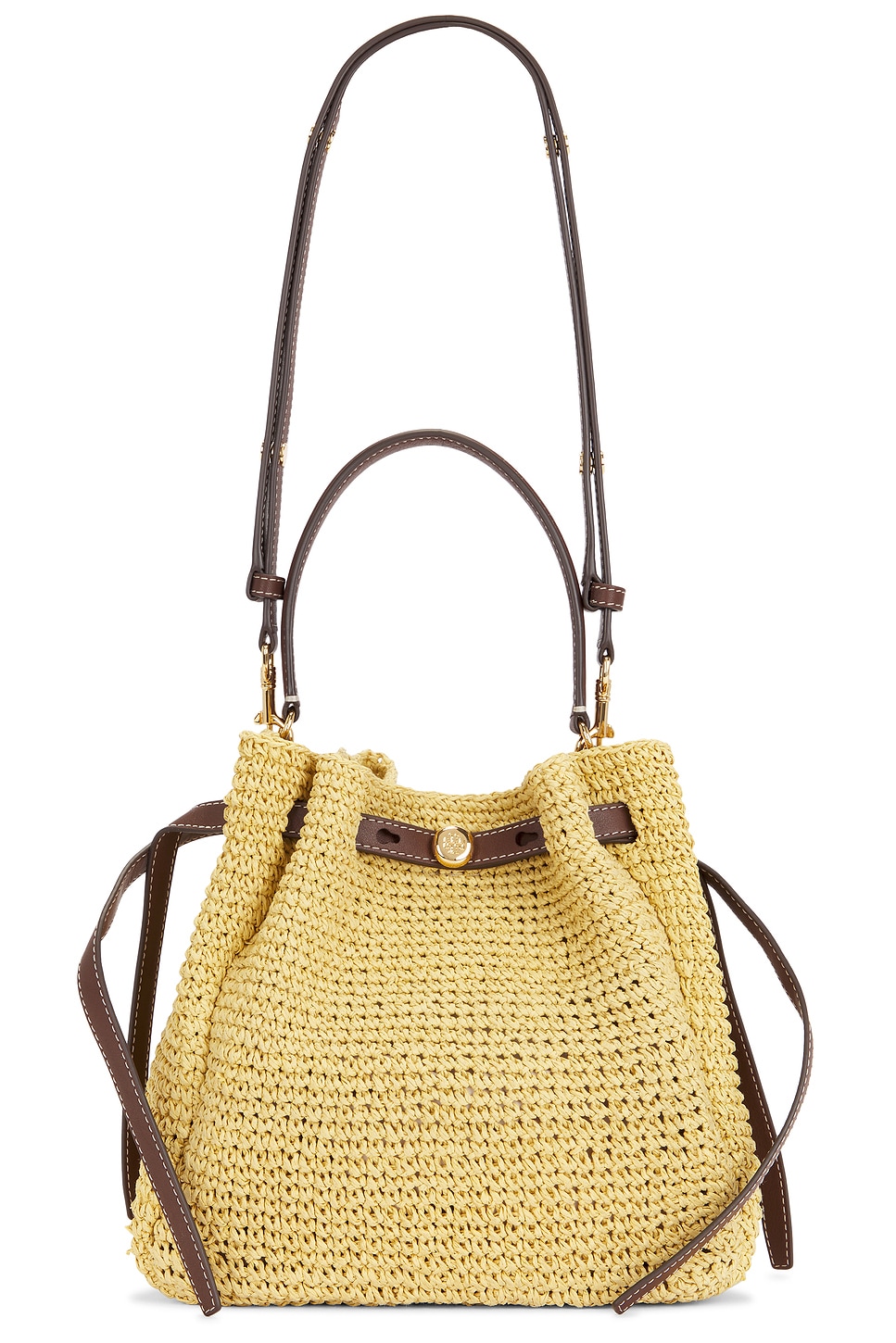 Tory Burch Romy Straw Bucket Bag in Natural