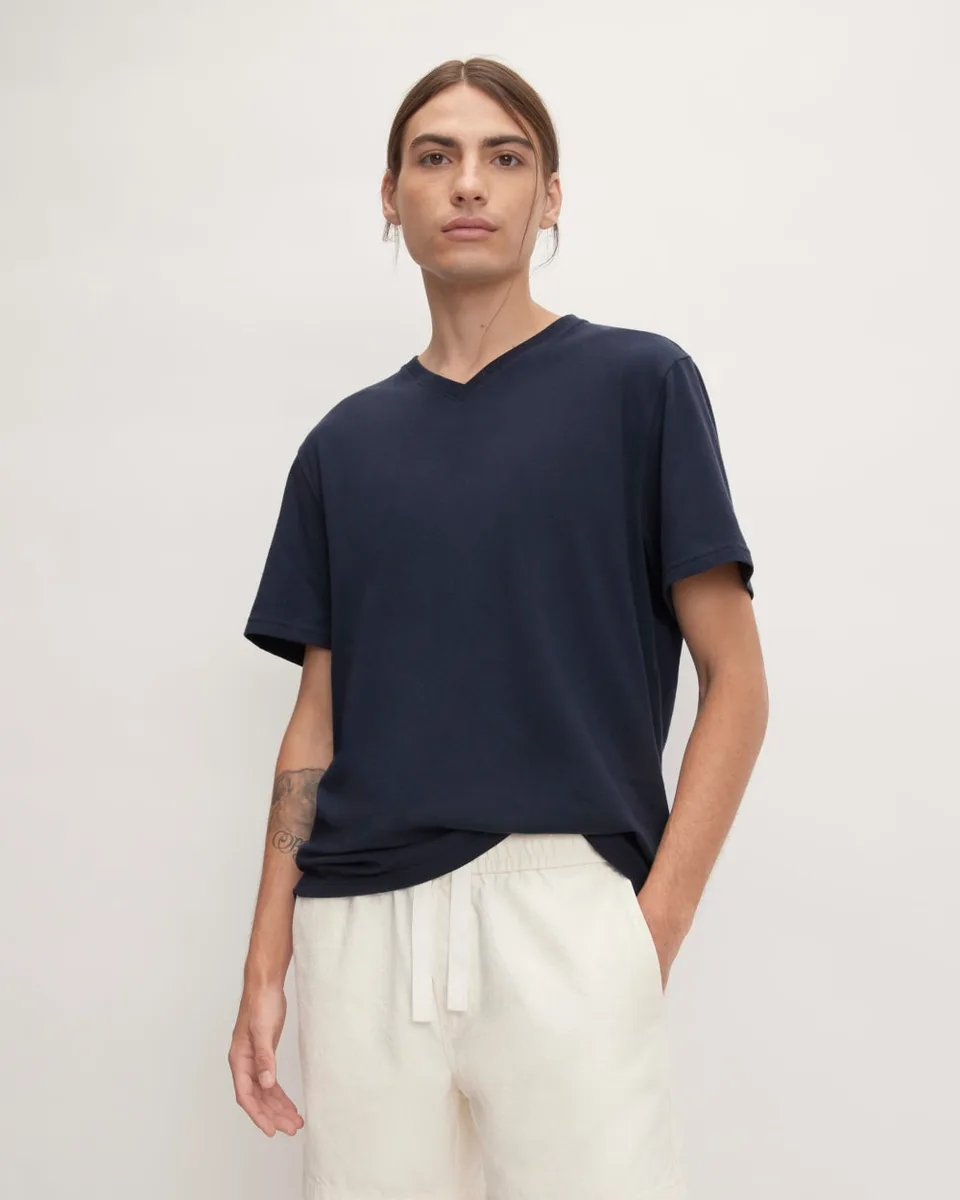 The Essential Organic V-Neck Tee | Deep Navy