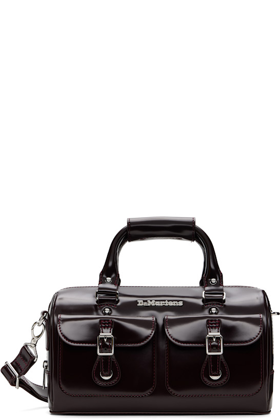 Burgundy Top Handle Rub Off Leather Bag