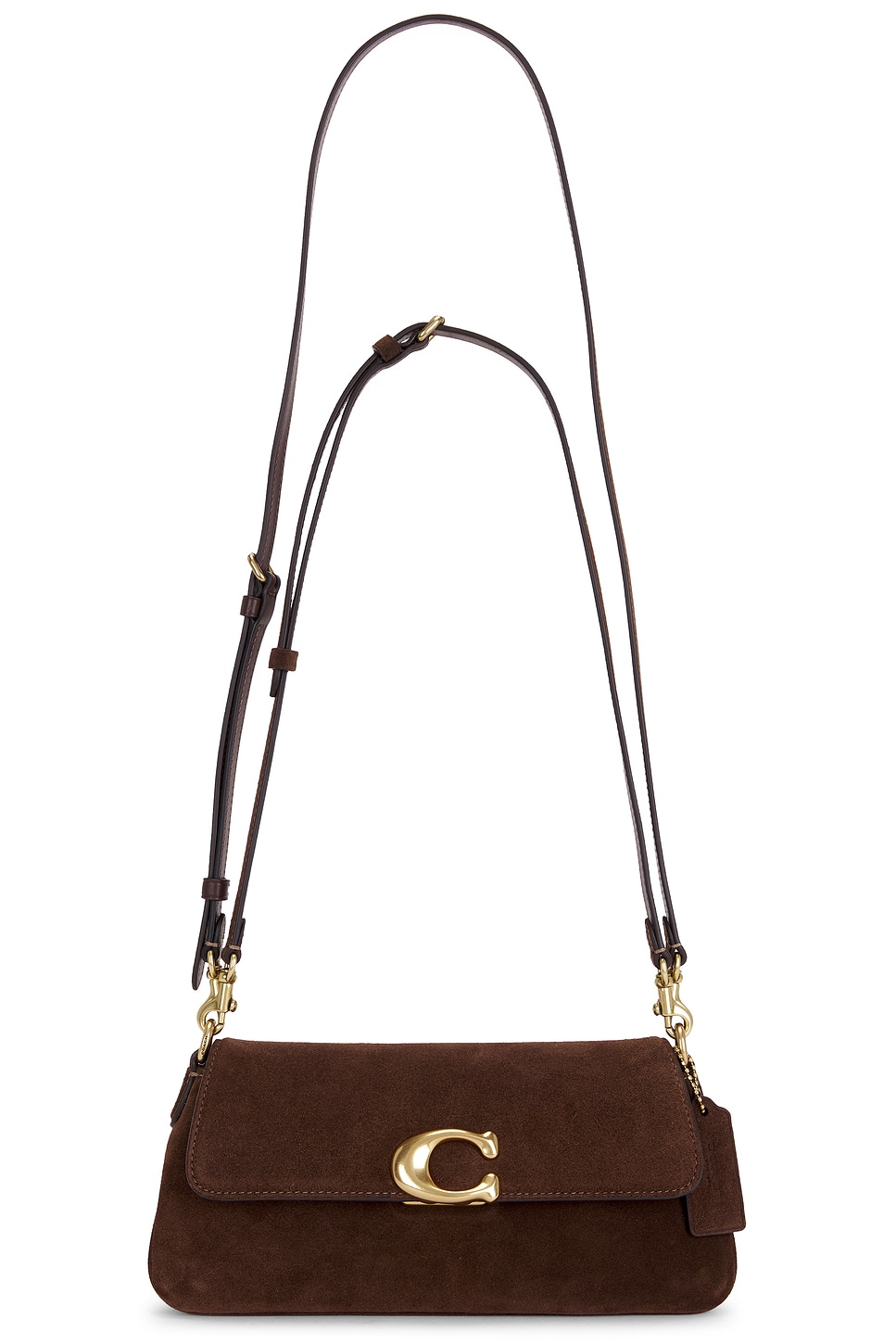 Coach Suede Jet Shoulder Bag in Dark Chocolate