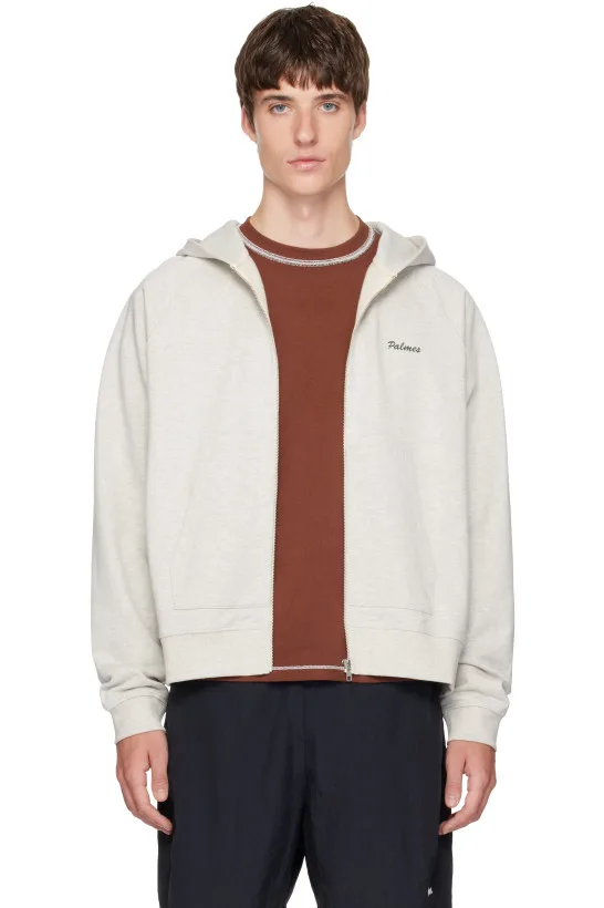 Gray Logo Zip Hoodie