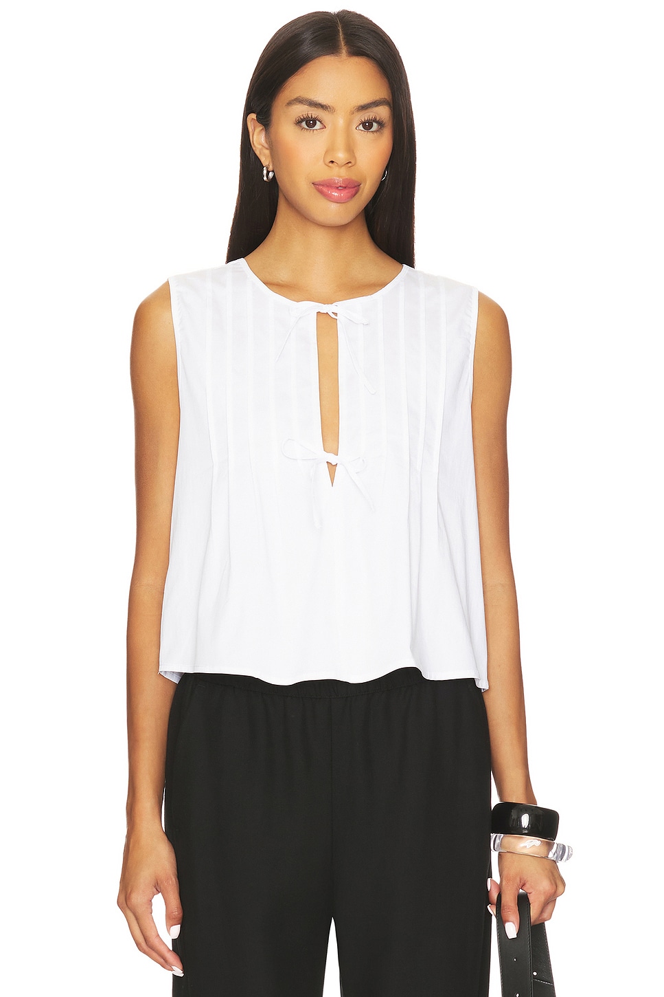 WeWoreWhat Tie Front Flare Top in White