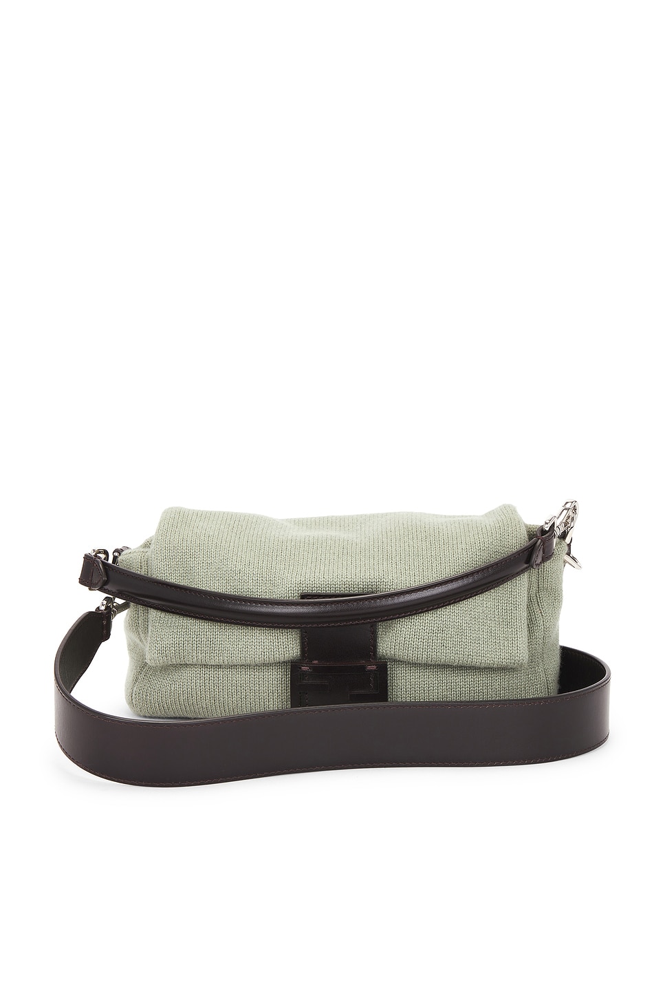 FWRD Renew Fendi Cashmere Baguette Shoulder Bag in Grey