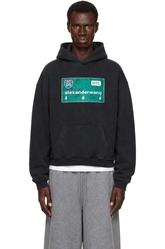 Black Street Sign Graphic Hoodie