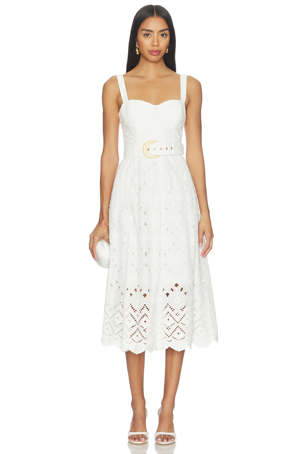 Cara Cara Calypso Dress in Trellis Eyelet White