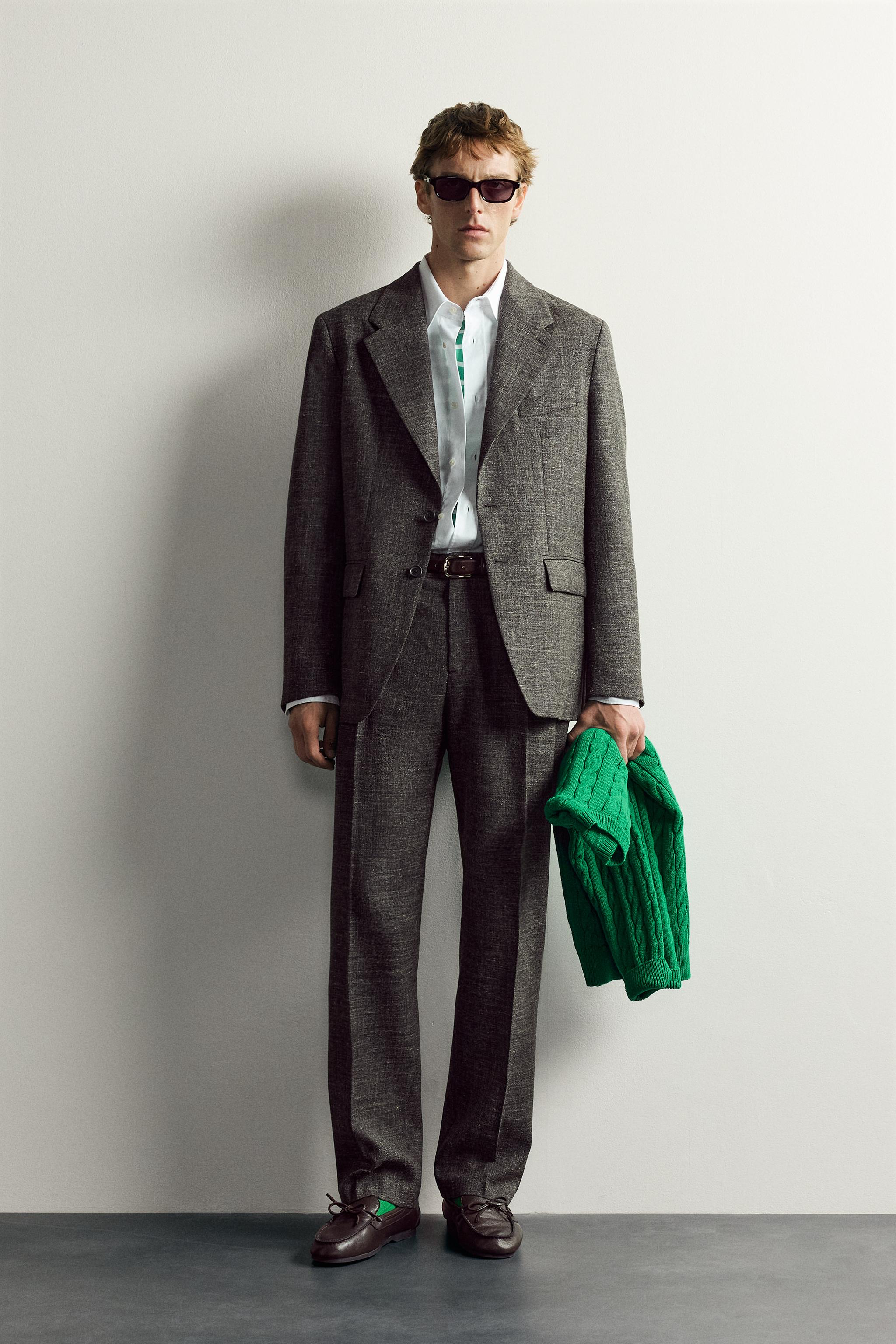 AARON LEVINE X ZARA WOOL-LINEN SUIT TROUSERS
