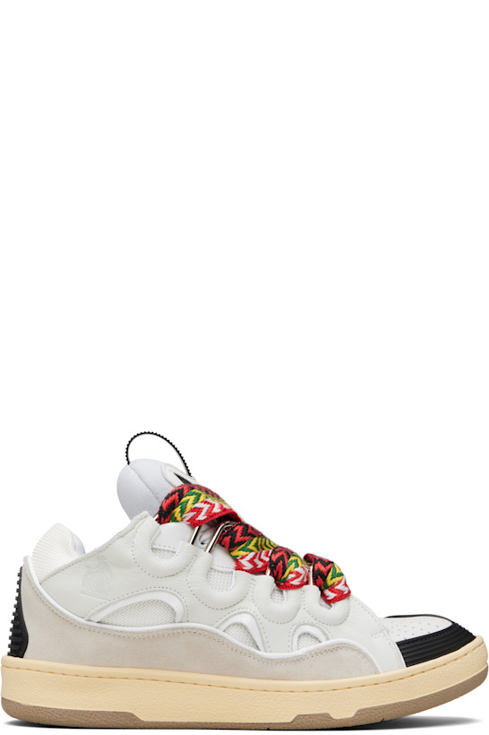 Off-White & Black Leather Curb Sneakers