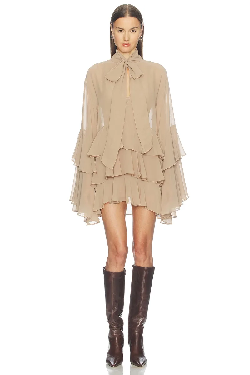 Camila Coelho Taja Mini Dress in Taupe